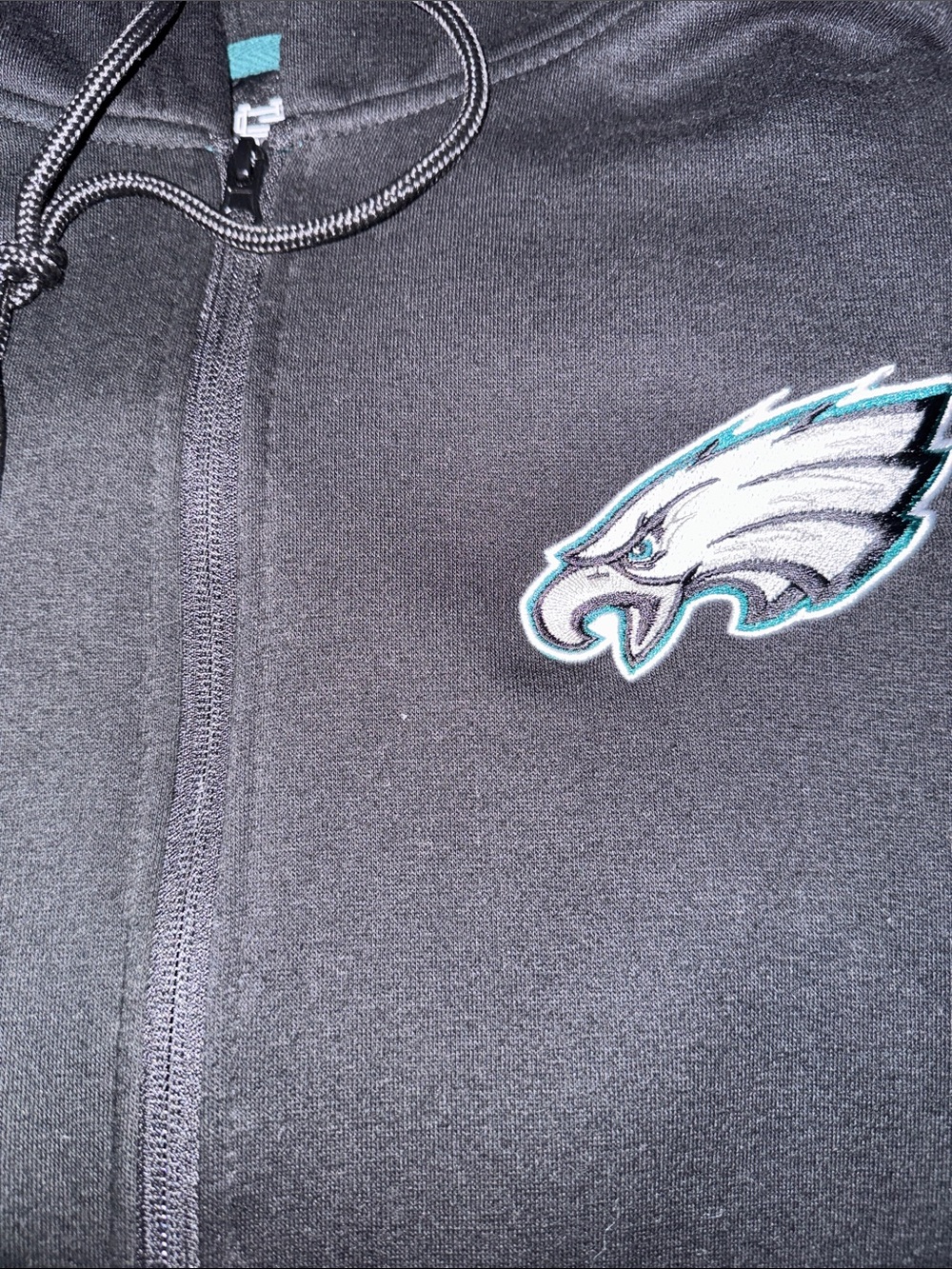 NFL Black Full-Zip Kids Hoodie with Teal & White Eagle Patch